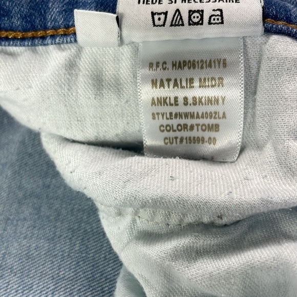 Hudson Women’s Mid Rise Natalie Ankle Skinny Jeans, distressed, size 25 - Picture 4 of 13